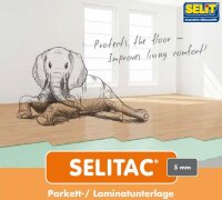Selitac 5mm Dämmunterlage, Akustikmatte universell für Parkett und Laminat - Unterlegeboden - Paket a 5m²
