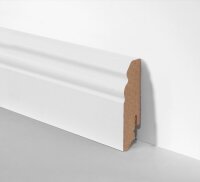 MDF Holz-Sockelleiste folieummantelt weiß HH-Profil 18x70mm Fußbodenleiste, Laminatleisten - Stück a 2400mm lang