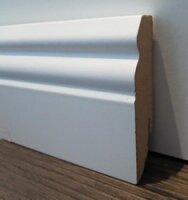MDF Holz-Sockelleiste folieummantelt weiß HH-Profil 19x80mm Fußbodenleiste, Laminatleisten - Stück a 2400mm lang