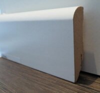 MDF Holz-Sockelleiste folieummantelt weiß gerundet 19x70mm Fußbodenleiste, Laminatleisten - Stück a 2400mm lang