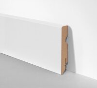 MDF Holz-Sockelleiste folieummantelt weiß eckig-modern 15x80mm Fußbodenleiste, Laminatleisten - Stück a 2400mm lang