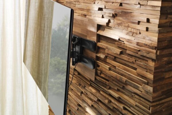Waldkante Erle Naturholz TV-Montageplatte für Wandverkleidung - Echtholzwandelement
