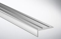 Küberit Alu Winkelprofil Typ 236 270cm, F4 silber gebohrt - Aluminium - Kantenschutz Winkel Treppenprofil mit Zierrillen