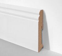 MDF Holz-Sockelleiste folieummantelt weiß HH-Profil 18x115mm Fußbodenleiste, Laminatleisten - Stück a 2400mm lang