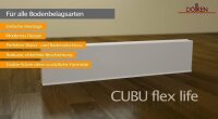 Döllken Cubu Flex Life weiss 1013- Holzkernsockelleiste mit Polyblend-Ummantelung und flexibler Weichlippe oben und unten für Vinylboden, Laminat und PVC, Abschlussleiste, Wandabschlussprofil - 2,5m